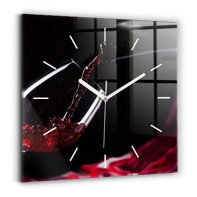 Horloge carrée en verre Vin rouge