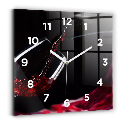 Horloge carrée en verre Vin rouge