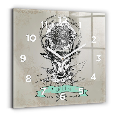 Horloge murale carrée Tête de cerf