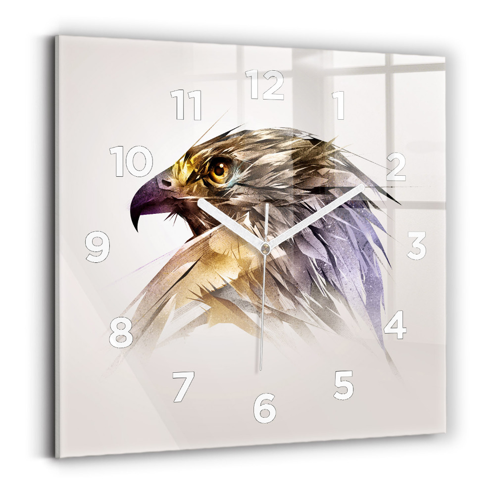 Horloge carrée en verre Oiseau de proie