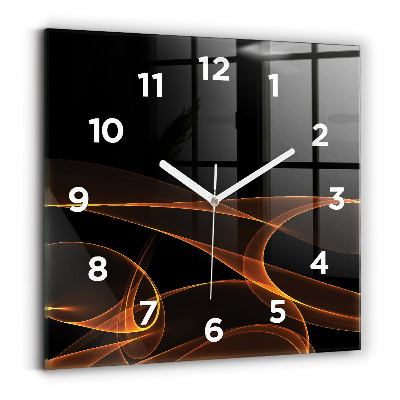 Horloge carrée en verre Lignes orange