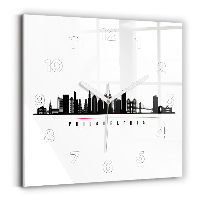 Horloge carrée en verre Illustration Philadelphie