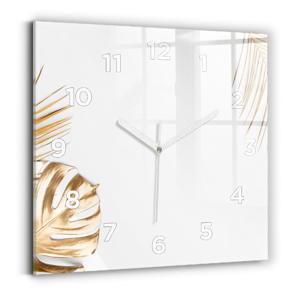Horloge carrée en verre Feuilles tropicales