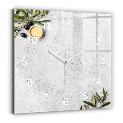 Pendule carrée en verre Olives minimalistes