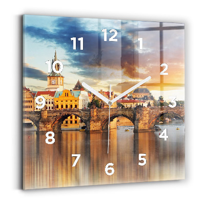 Horloge carrée en verre Panorama sur la rivière