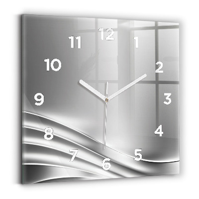 Pendule carrée en verre Abstraction argentée