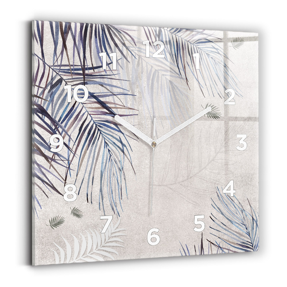 Pendule carrée en verre Feuille de palmier