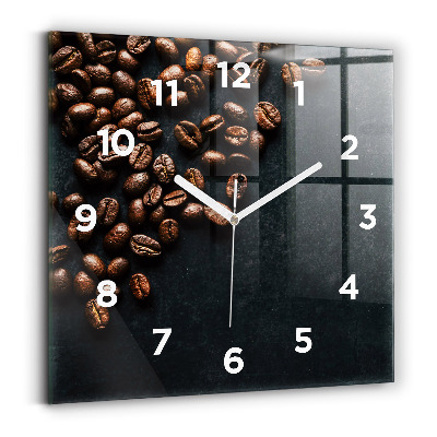 Horloge murale carrée Grains de café