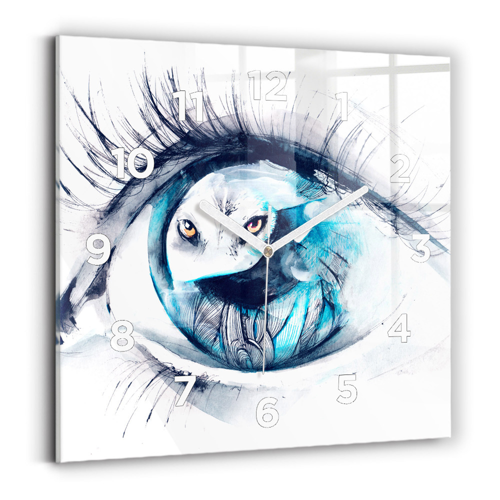 Horloge murale carrée Illustration d'un œil de loup