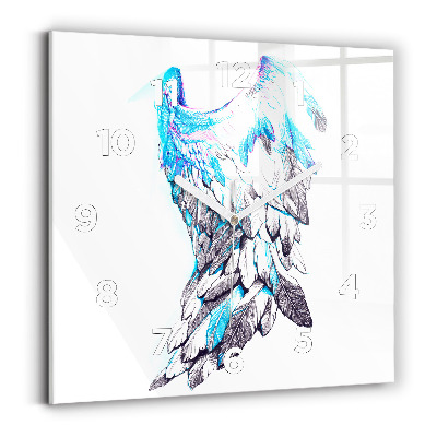Horloge carrée en verre Imitation d'ailes d'oiseaux