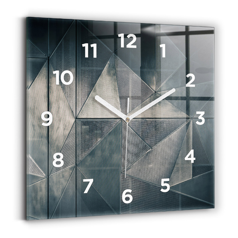 Horloge murale carrée Triangles abstraits en métal