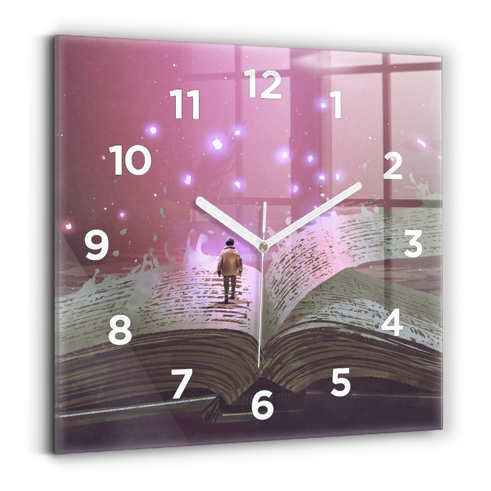 Pendule carrée en verre Abstraction livresque