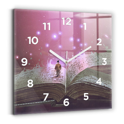 Pendule carrée en verre Abstraction livresque