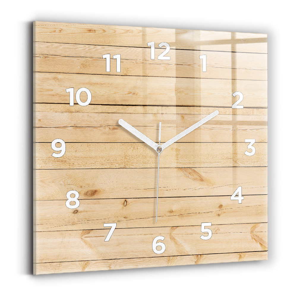 Horloge carrée en verre Planches en bois