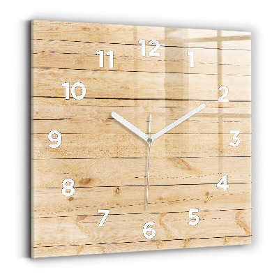 Horloge carrée en verre Planches en bois