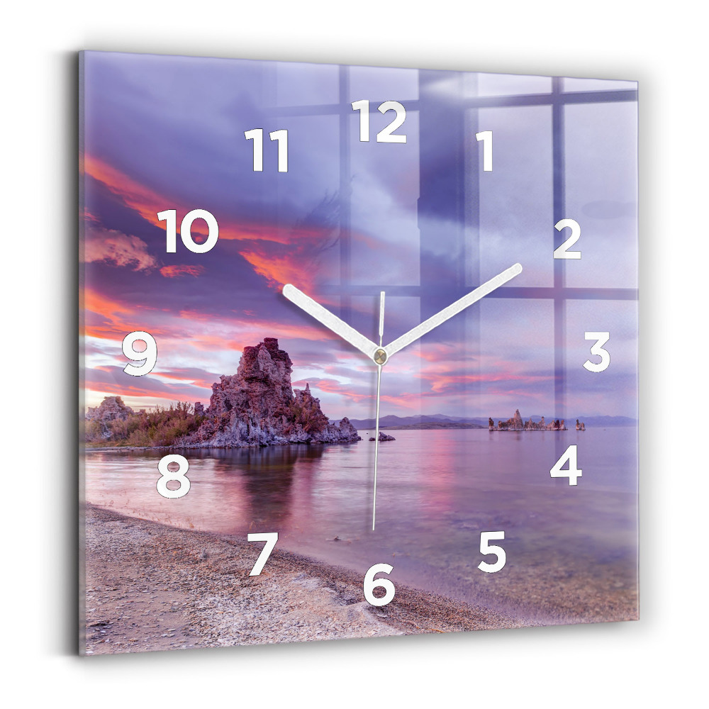 Horloge carrée en verre Lever de soleil en Californie