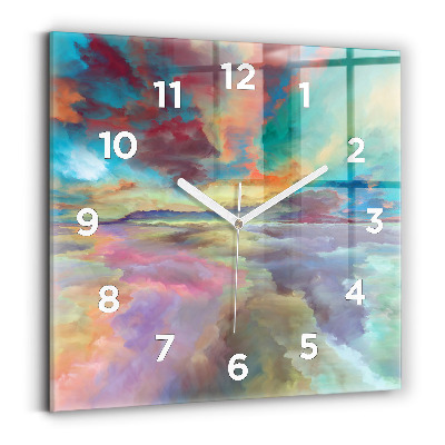 Horloge carrée en verre Paysage abstrait