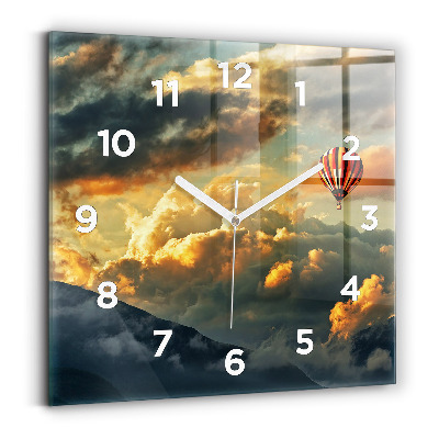 Horloge murale carrée Vol en ballon dans les nuages
