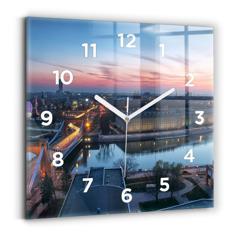 Horloge carrée en verre Wroclaw vue d'un drone