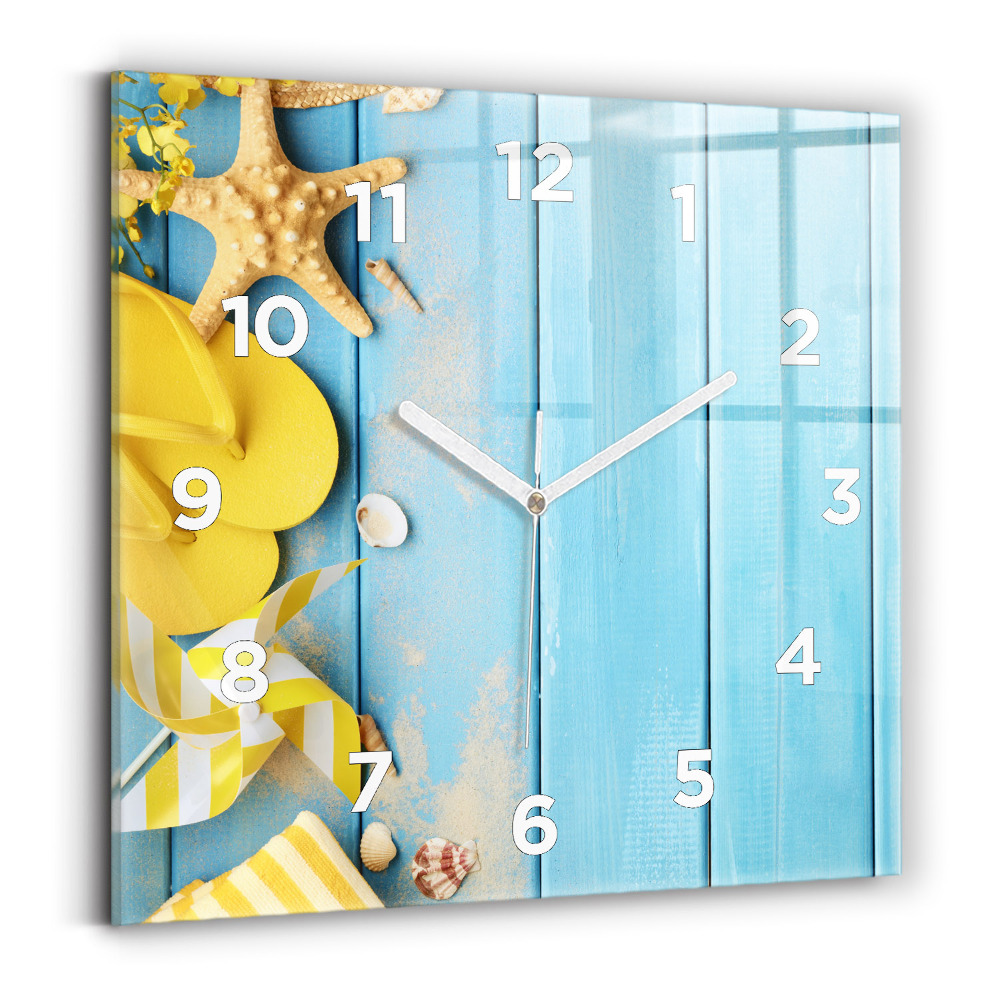 Horloge murale carrée Accessoires de plage et planches