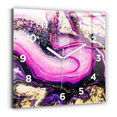 Horloge carrée en verre Marbre abstrait