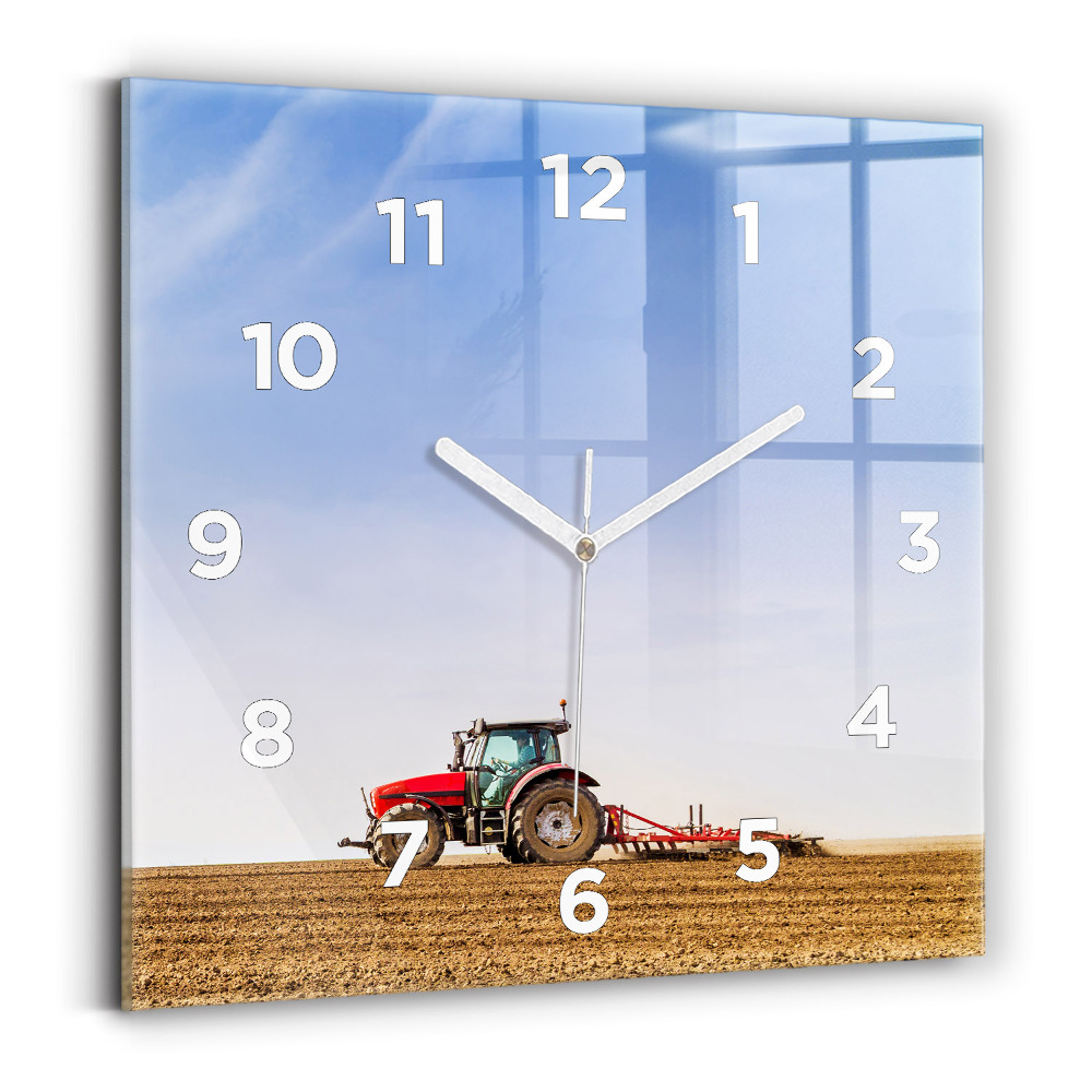 Horloge murale carrée Agriculteur dans un tracteur