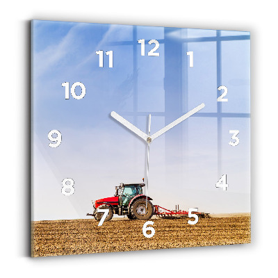 Horloge murale carrée Agriculteur dans un tracteur
