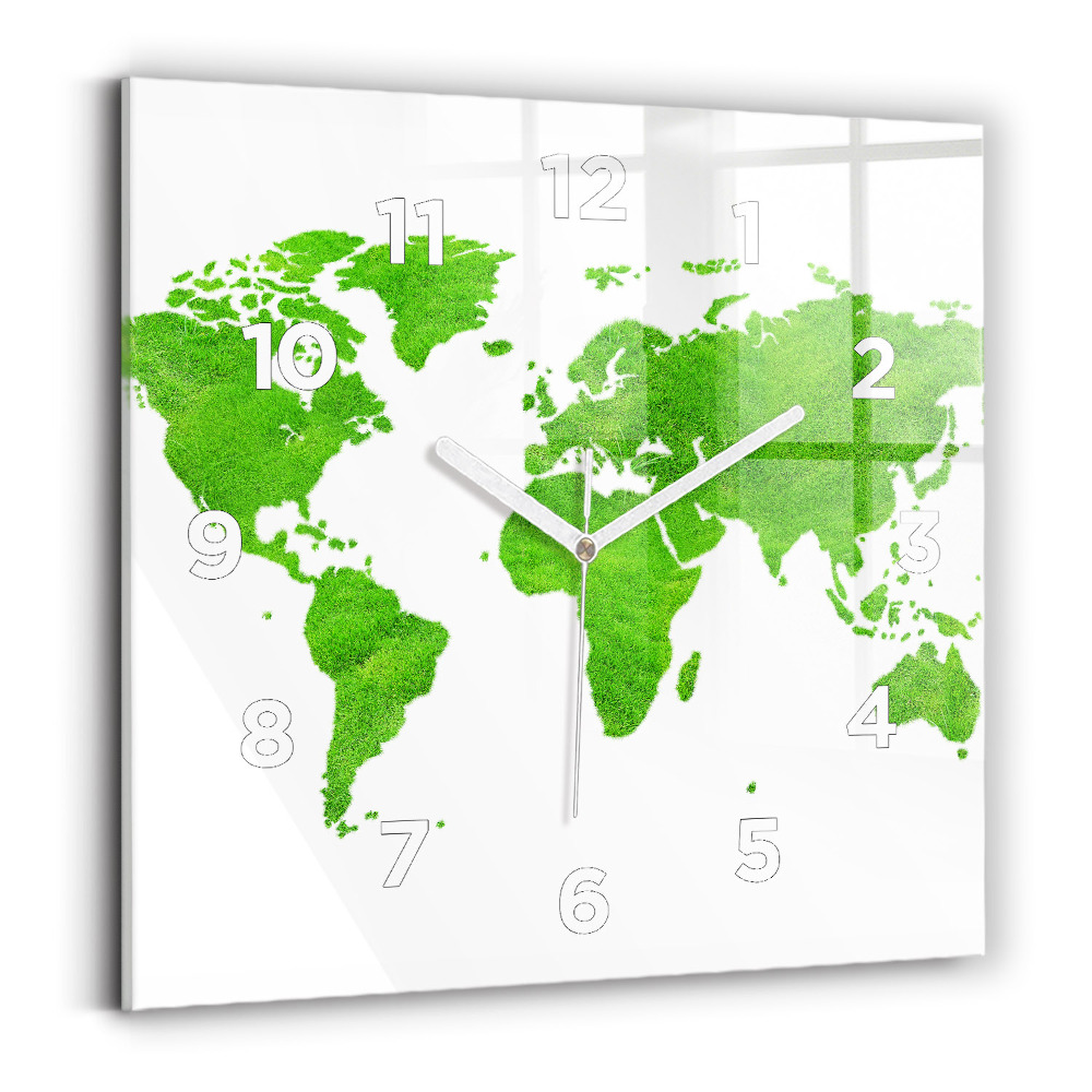 Horloge murale carrée Carte de l'herbe verte