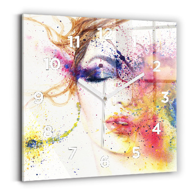 Pendule carrée en verre Portrait d'une femme mystérieuse