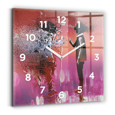 Pendule carrée en verre Cyberespace