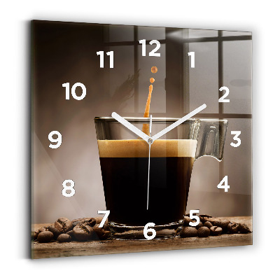 Pendule carrée en verre Tasse de café