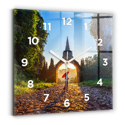 Horloge carrée en verre Parc de Surat Thani en Thaïlande