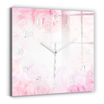 Horloge carrée en verre Roses abstraites