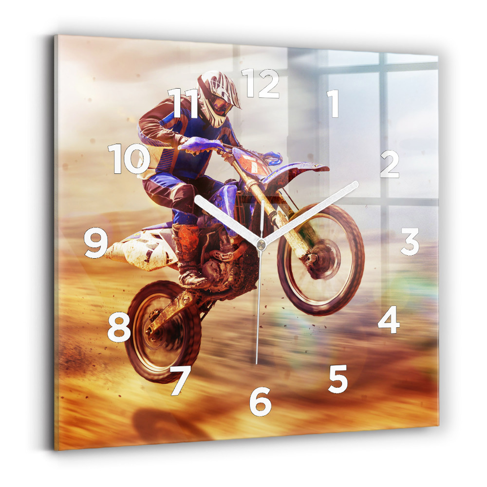 Horloge murale carrée Motocross enduro