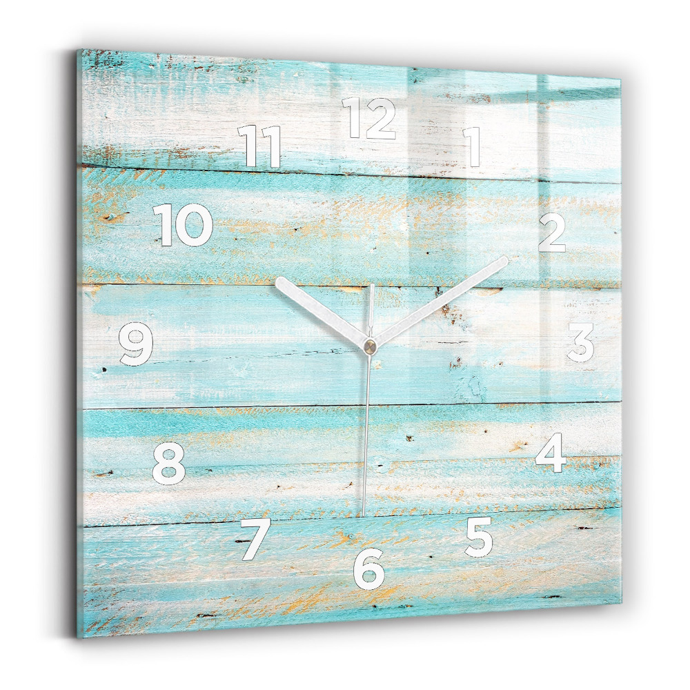 Pendule carrée en verre Planches bleues