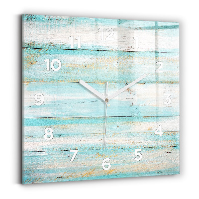 Pendule carrée en verre Planches bleues