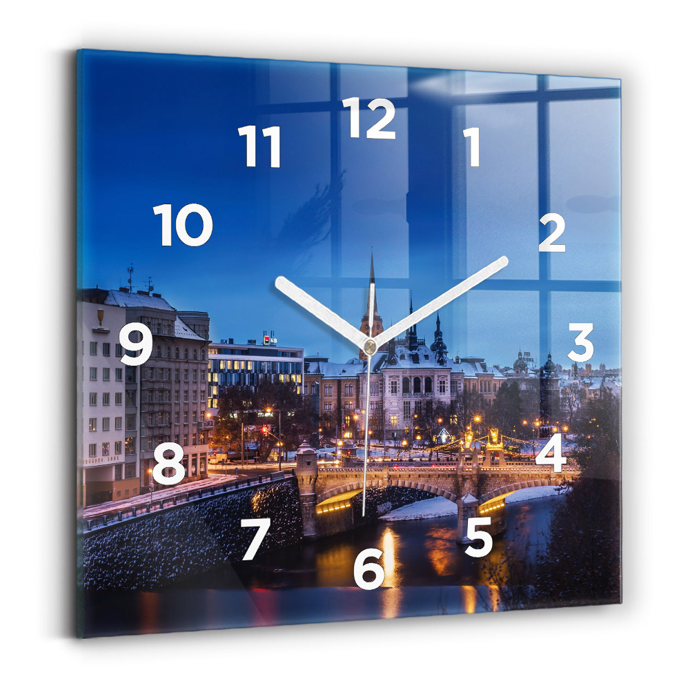 Pendule carrée en verre Panorama de Pilsen