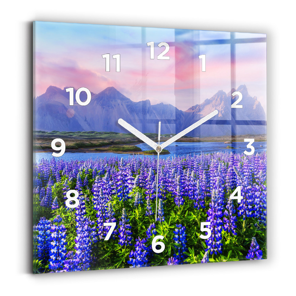 Horloge murale carrée Vue d'une montagne en Islande