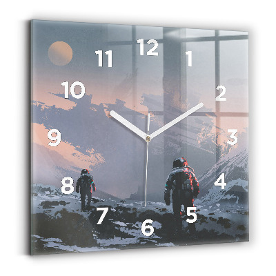 Horloge carrée en verre Astronautes Voie lactée