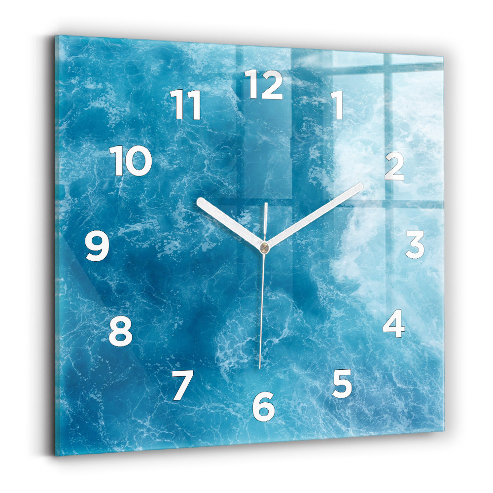 Pendule carrée en verre Eau de mer