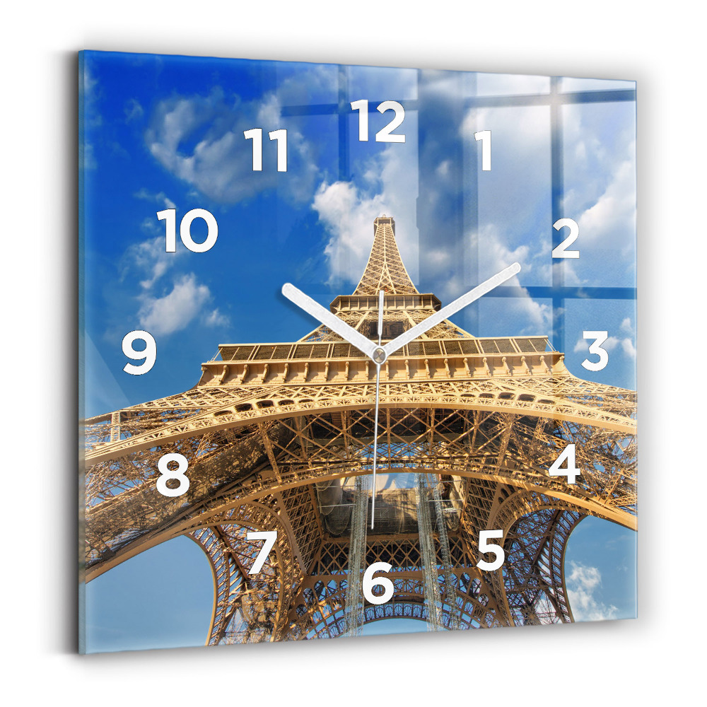 Horloge carrée en verre France Tour Eiffel