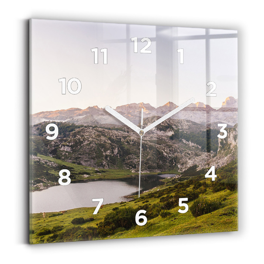 Pendule carrée en verre Lac et montagnes des Pyrénées