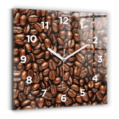 Horloge carrée en verre Grains de café