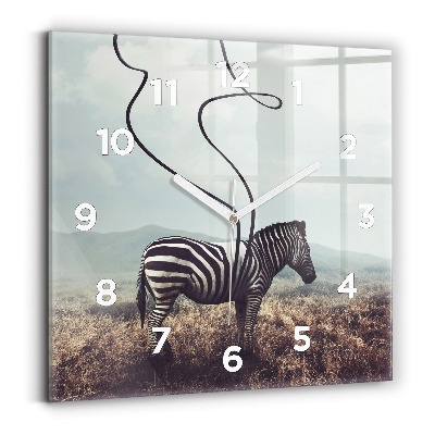 Horloge carrée en verre Zèbre - Abstraction