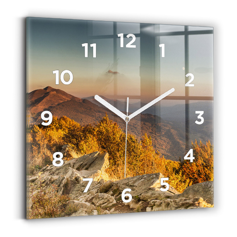 Pendule carrée en verre Montagnes Bieszczady