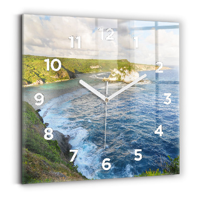 Pendule carrée en verre Côte océanique