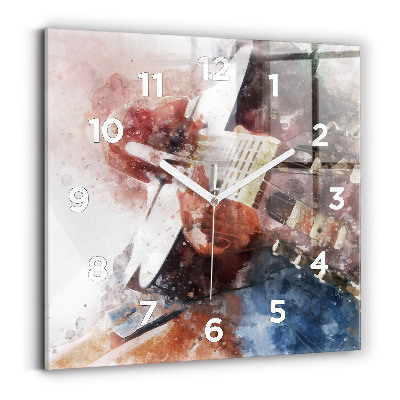 Pendule carrée en verre Visualisation de la guitare