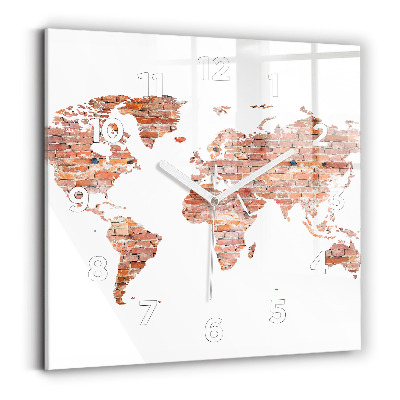 Pendule carrée en verre Ancienne carte en briques