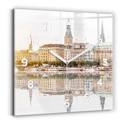 Horloge carrée en verre Fleuve Hambourg Allemagne