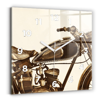 Pendule carrée en verre Moto sépia Vintage